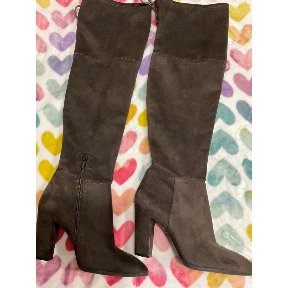 Vince Camuto Womens Dark Brown Faux Suede Over The Knee  Heel Boots Size 9M